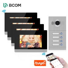 Bcom 4 users 2.4G video door bell set night vision camera doorbell access control intercom system